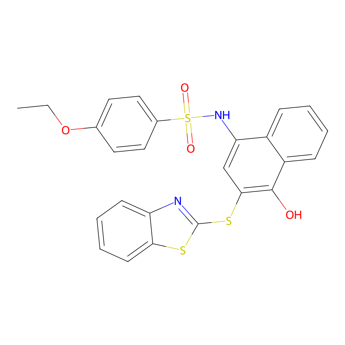 N-(3-(benzo[d]thiazol-2-ylthio)-4-hydroxynaphthalen-1-yl)-4-ethoxybenzenesulfonamide molecular structure, CAS 441289-68-5