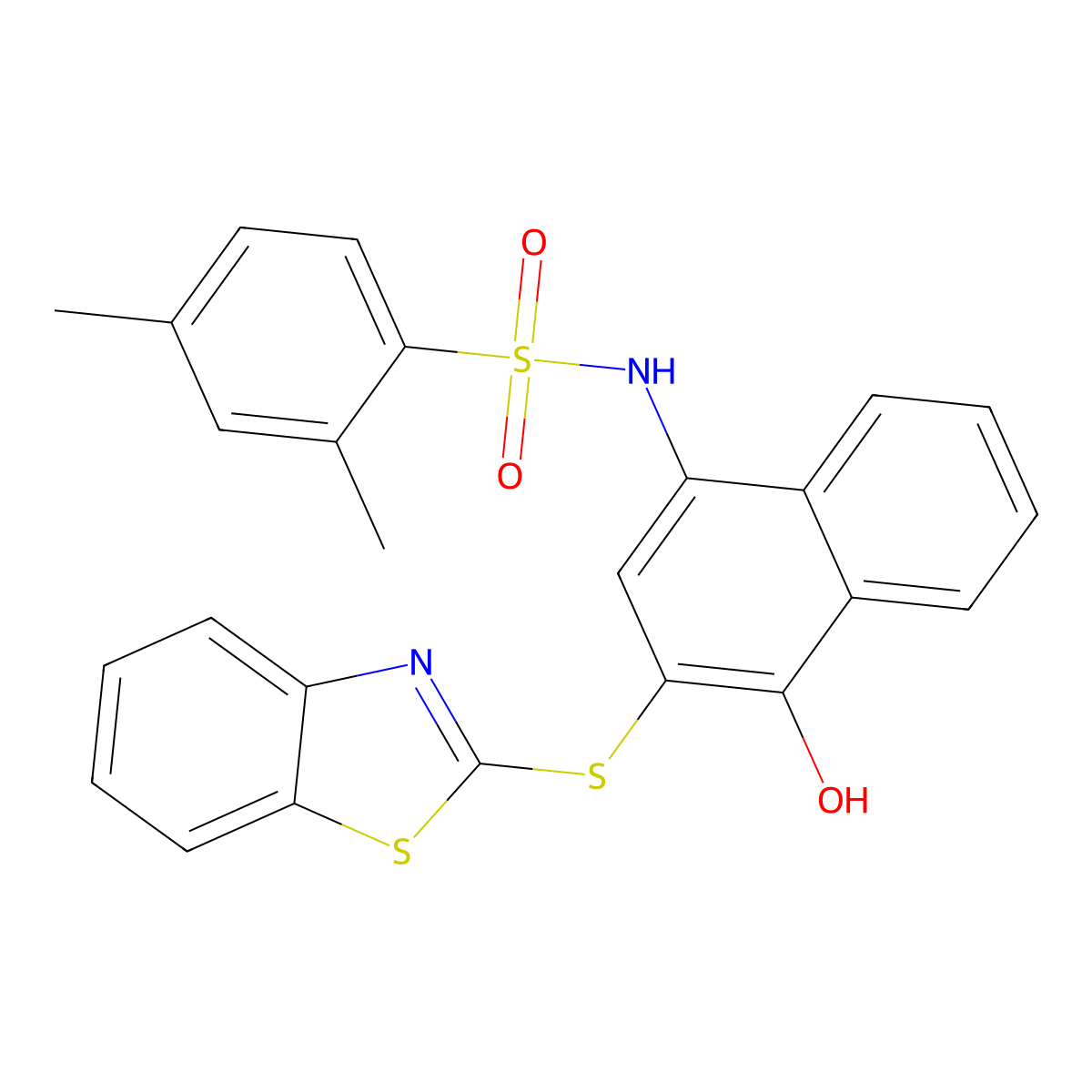 N-[3-(1,3-benzothiazol-2-ylsulfanyl)-4-hydroxy-1-naphthyl]-2,4-dimethylbenzenesulfonamide molecular structure, CAS 441289-70-9