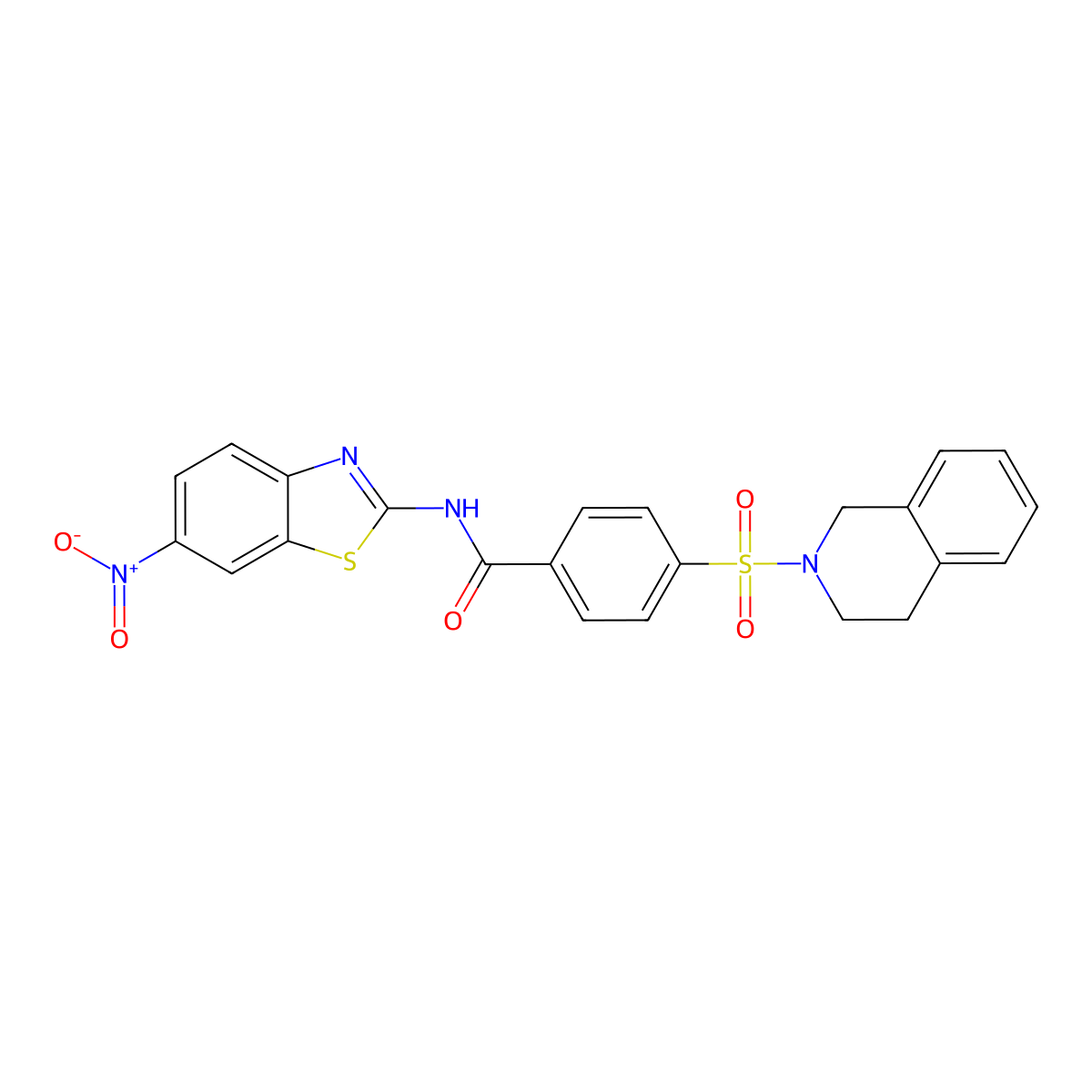 4-((3,4-dihydroisoquinolin-2(1H)-yl)sulfonyl)-N-(6-nitrobenzo[d]thiazol-2-yl)benzamide molecular structure, CAS 441289-75-4