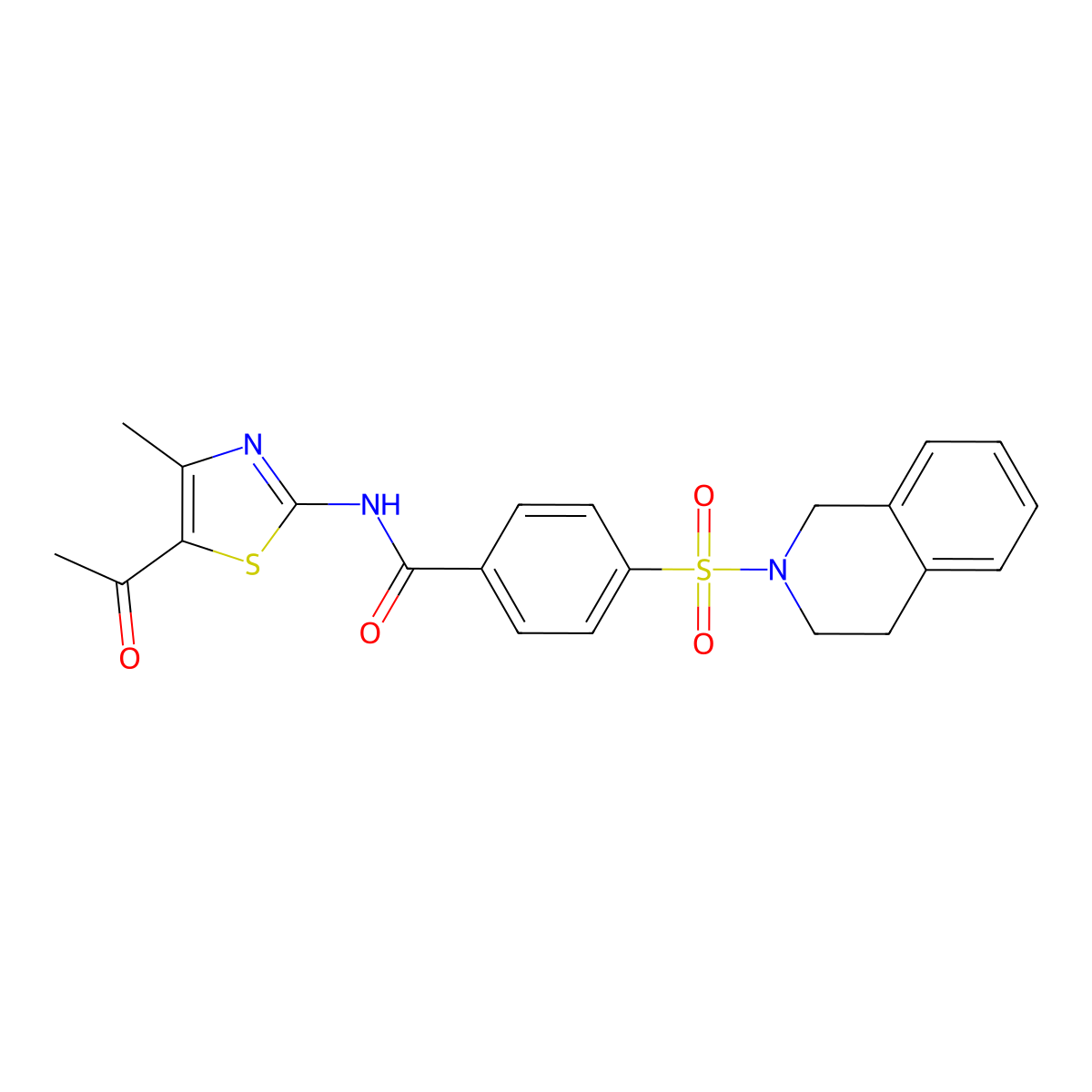 N-(5-acetyl-4-methyl-1,3-thiazol-2-yl)-4-(3,4-dihydro-1H-isoquinolin-2-ylsulfonyl)benzamide molecular structure, CAS 441289-76-5