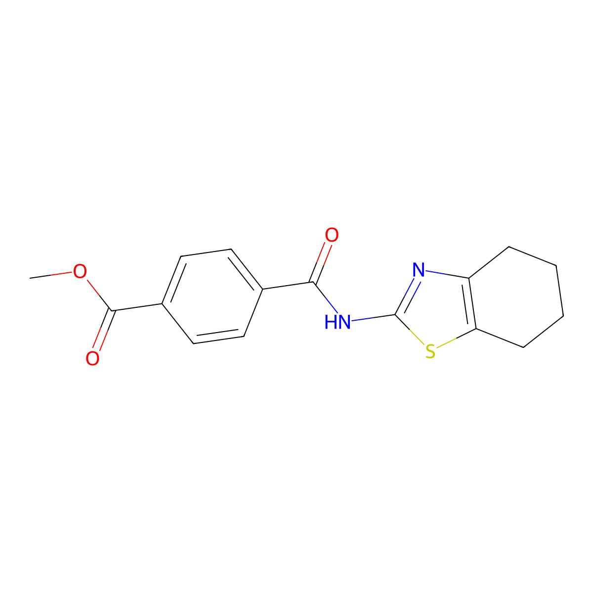 Methyl 4-[(4,5,6,7-tetrahydro-1,3-benzothiazol-2-yl)carbamoyl]benzoate molecular structure, CAS 441289-77-6