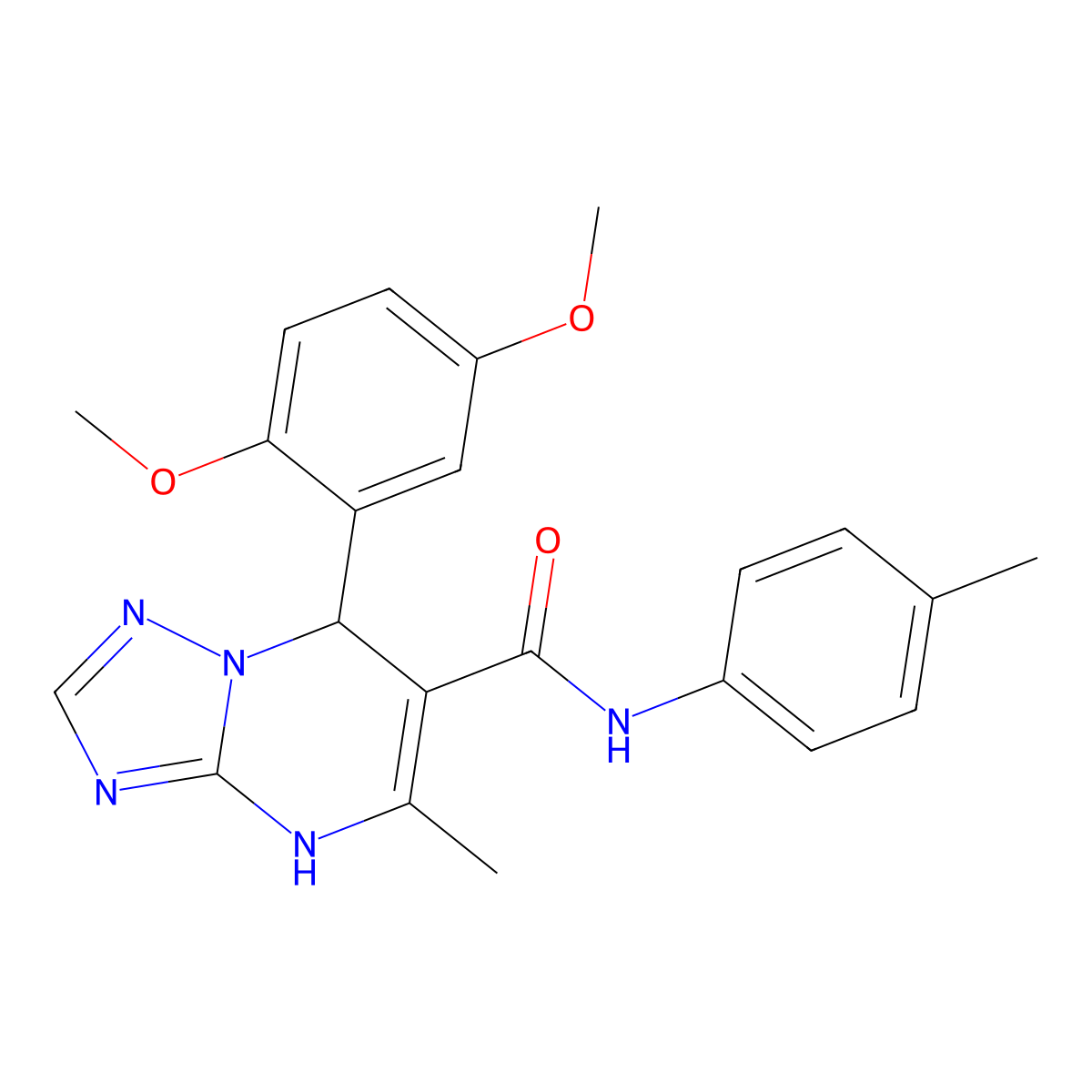 7-(2,5-dimethoxyphenyl)-5-methyl-N-(4-methylphenyl)-4,7-dihydro[1,2,4]triazolo[1,5-a]pyrimidine-6-carboxamide molecular structure, CAS 441289-80-1