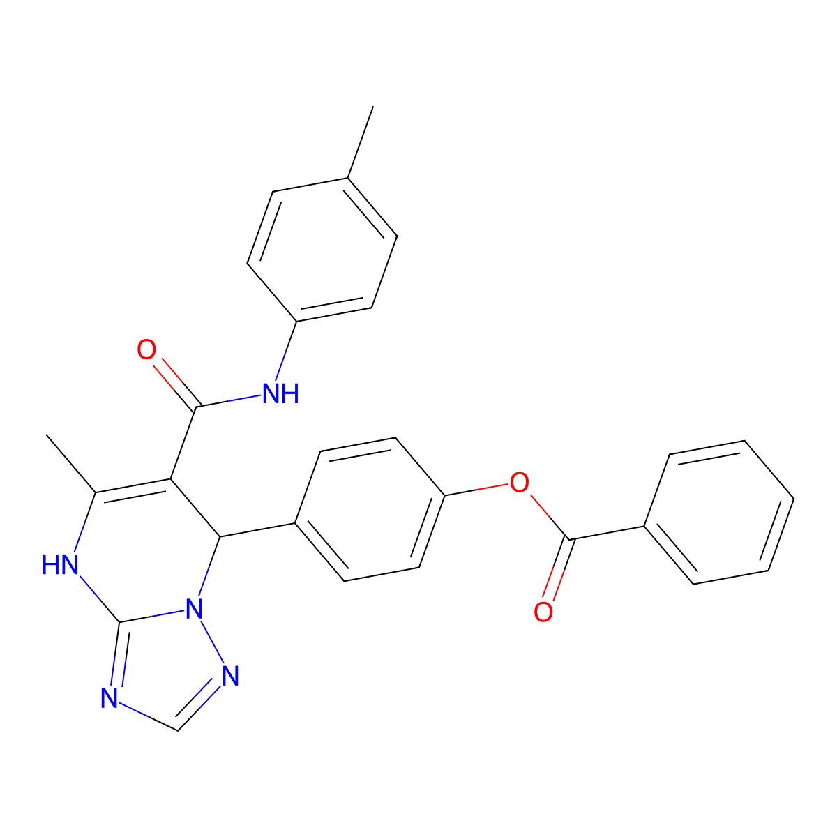 4-(5-Methyl-6-(p-tolylcarbamoyl)-4,7-dihydro-[1,2,4]triazolo[1,5-a]pyrimidin-7-yl)phenyl benzoate molecular structure, CAS 441289-82-3