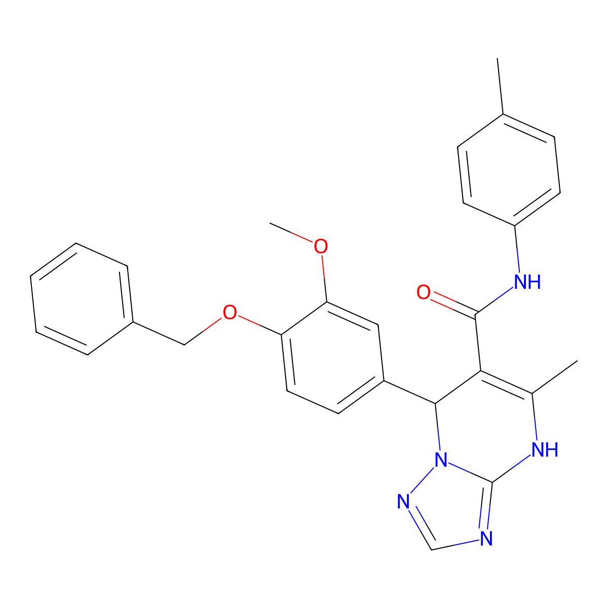 7-[4-(benzyloxy)-3-methoxyphenyl]-5-methyl-N-(4-methylphenyl)-4H,7H-[1,2,4]triazolo[1,5-a]pyrimidine-6-carboxamide molecular structure, CAS 441289-83-4