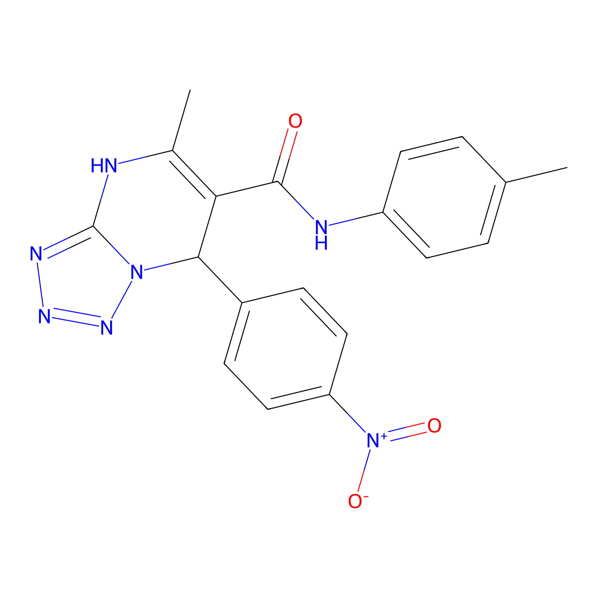 5-methyl-7-(4-nitrophenyl)-N-(p-tolyl)-4,7-dihydrotetrazolo[1,5-a]pyrimidine-6-carboxamide molecular structure, CAS 441289-84-5