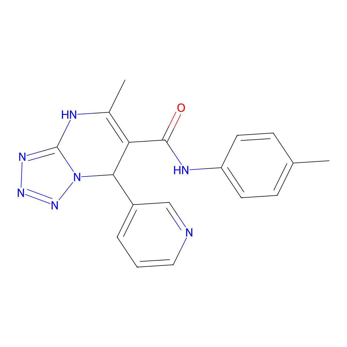 5-methyl-7-(pyridin-3-yl)-N-(p-tolyl)-4,7-dihydrotetrazolo[1,5-a]pyrimidine-6-carboxamide molecular structure, CAS 441289-90-3