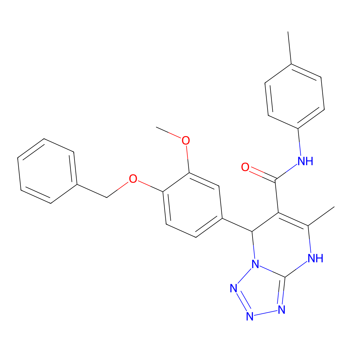 7-(4-(benzyloxy)-3-methoxyphenyl)-5-methyl-N-(p-tolyl)-4,7-dihydrotetrazolo[1,5-a]pyrimidine-6-carboxamide molecular structure, CAS 441289-91-4