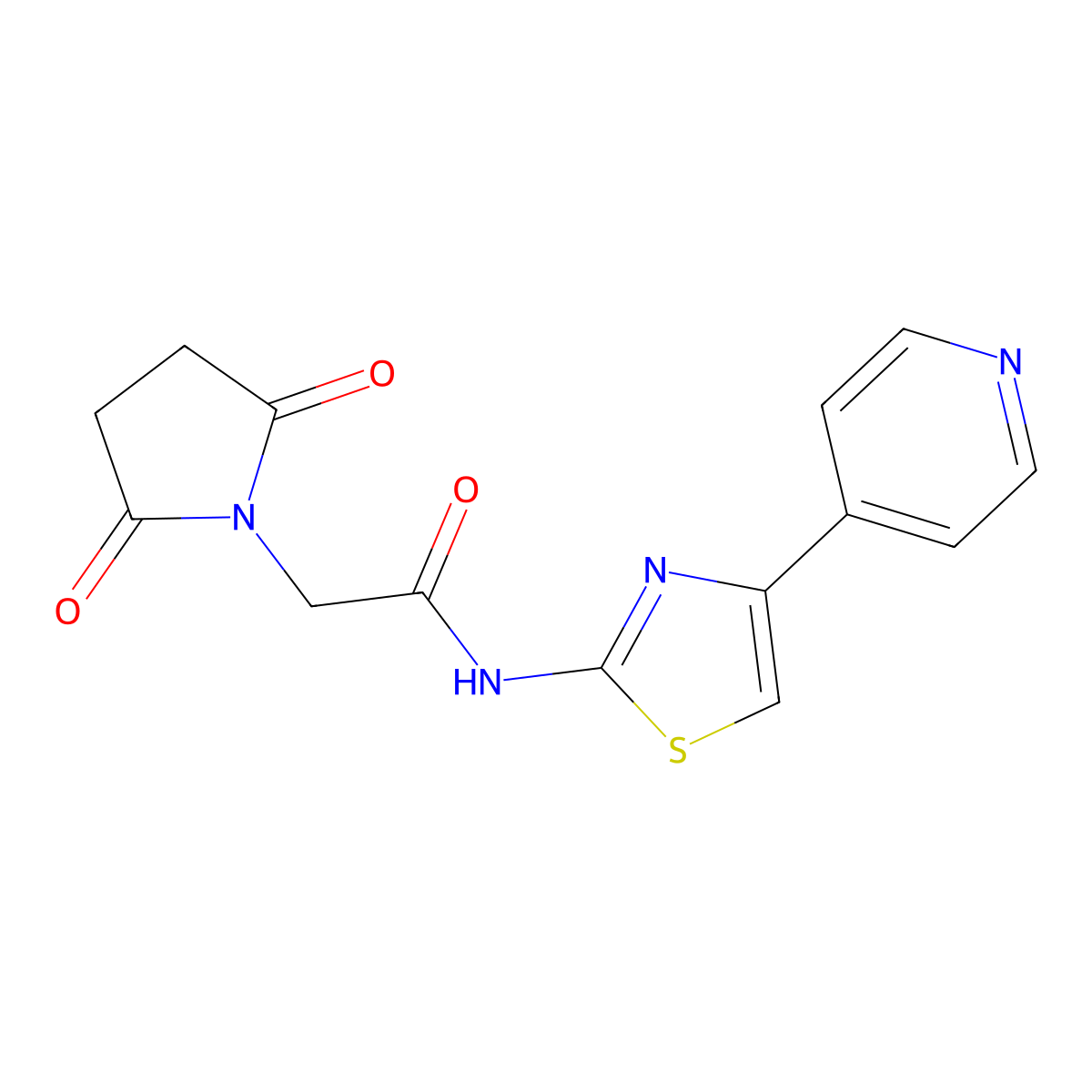 2-(2,5-dioxopyrrolidin-1-yl)-N-(4-(pyridin-4-yl)thiazol-2-yl)acetamide molecular structure, CAS 441289-96-9