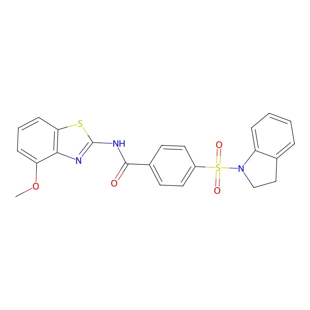 4-(indolin-1-ylsulfonyl)-N-(4-methoxybenzo[d]thiazol-2-yl)benzamide molecular structure, CAS 441289-99-2