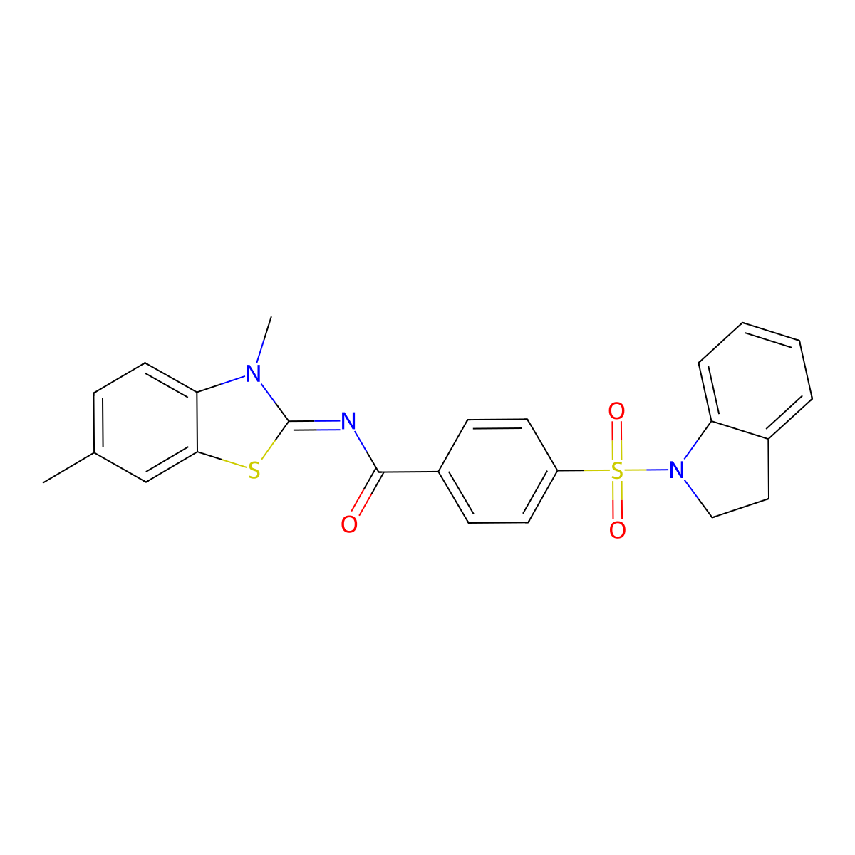 (E)-N-(3,6-dimethylbenzo[d]thiazol-2(3H)-ylidene)-4-(indolin-1-ylsulfonyl)benzamide molecular structure, CAS 441290-02-4