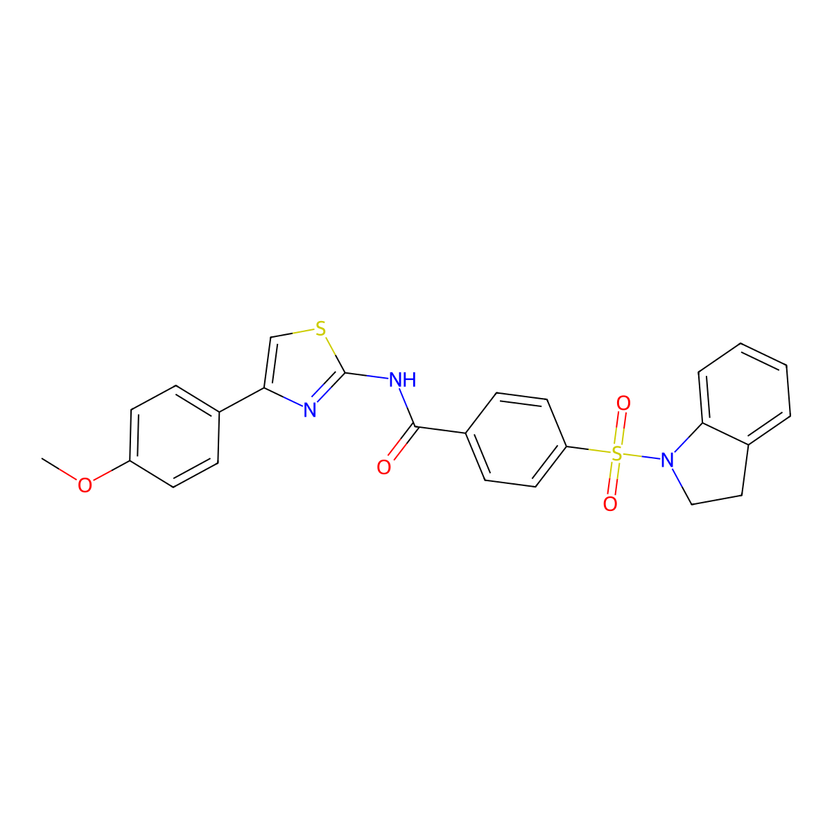 4-(2,3-dihydroindol-1-ylsulfonyl)-N-[4-(4-methoxyphenyl)-1,3-thiazol-2-yl]benzamide molecular structure, CAS 441290-04-6