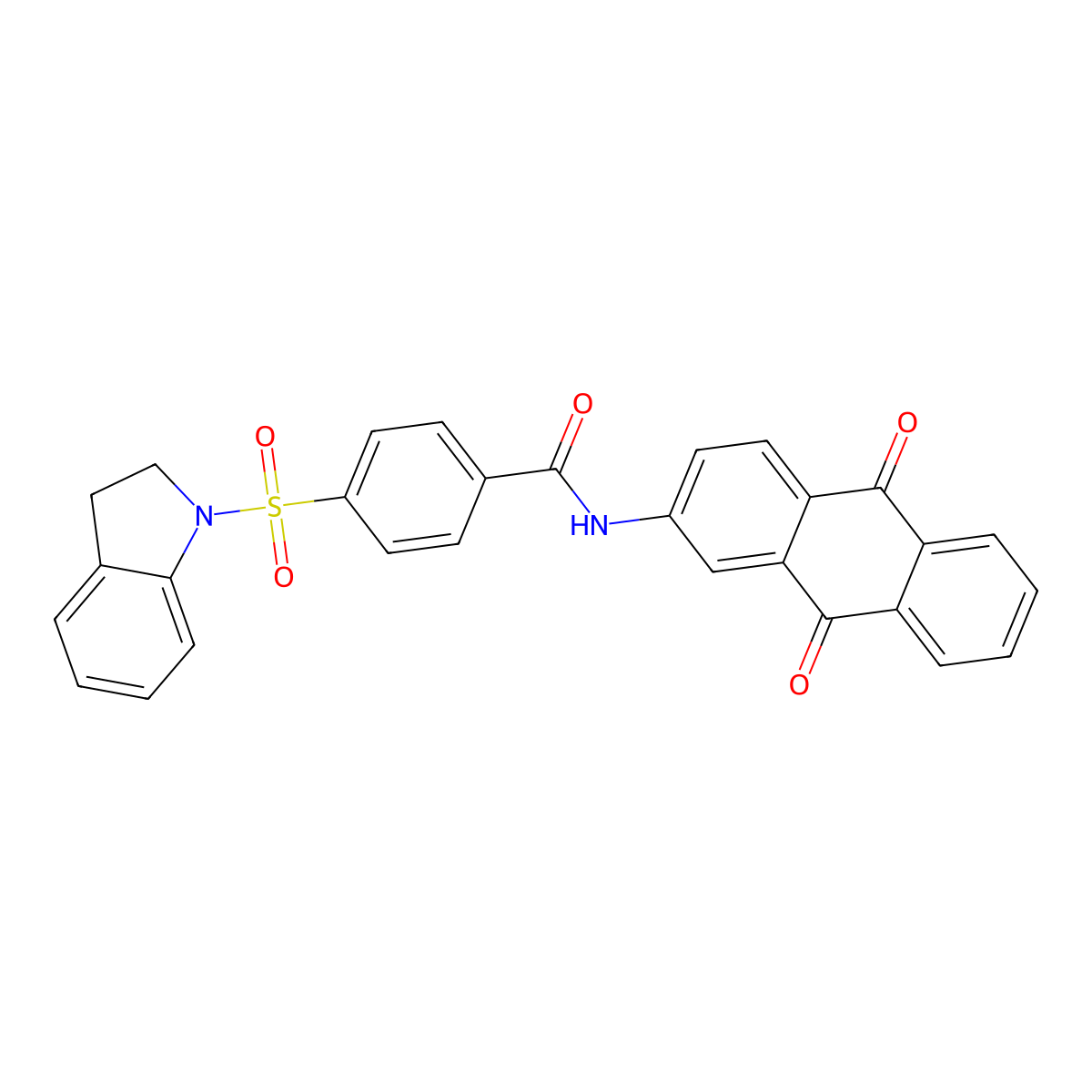 4-(2,3-dihydroindol-1-ylsulfonyl)-N-(9,10-dioxoanthracen-2-yl)benzamide molecular structure, CAS 441290-12-6