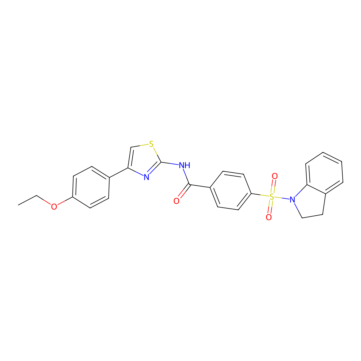 4-(2,3-dihydroindol-1-ylsulfonyl)-N-[4-(4-ethoxyphenyl)-1,3-thiazol-2-yl]benzamide molecular structure, CAS 441290-26-2