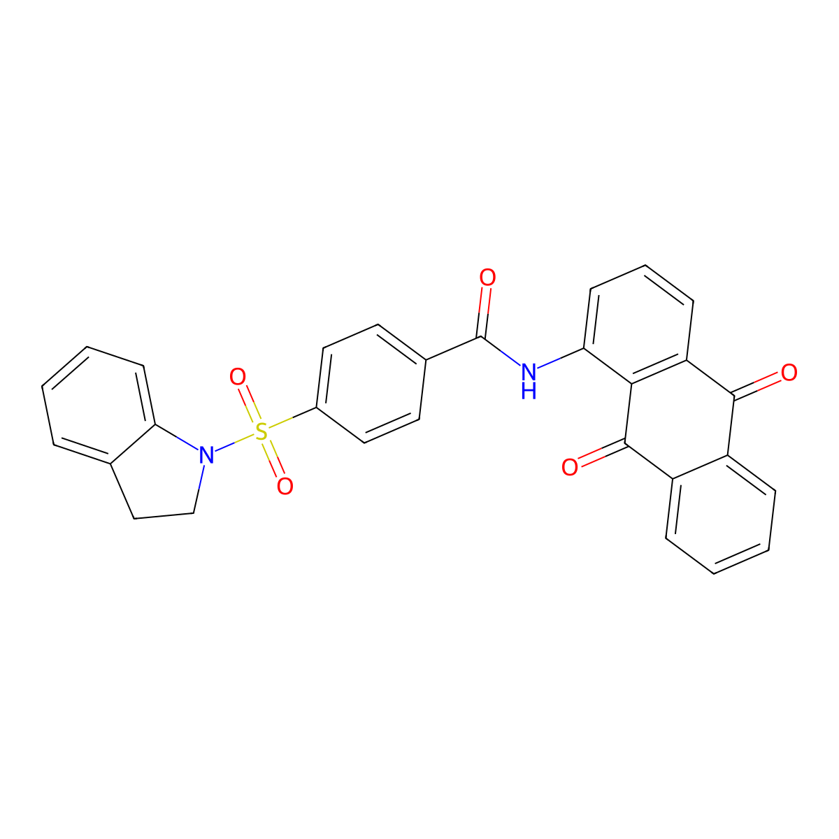 N-(9,10-dioxo-9,10-dihydroanthracen-1-yl)-4-(indolin-1-ylsulfonyl)benzamide molecular structure, CAS 441290-29-5