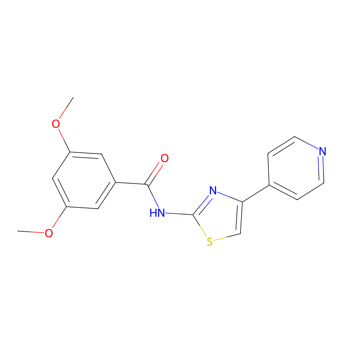 3,5-dimethoxy-N-(4-(pyridin-4-yl)thiazol-2-yl)benzamide molecular structure, CAS 441290-35-3
