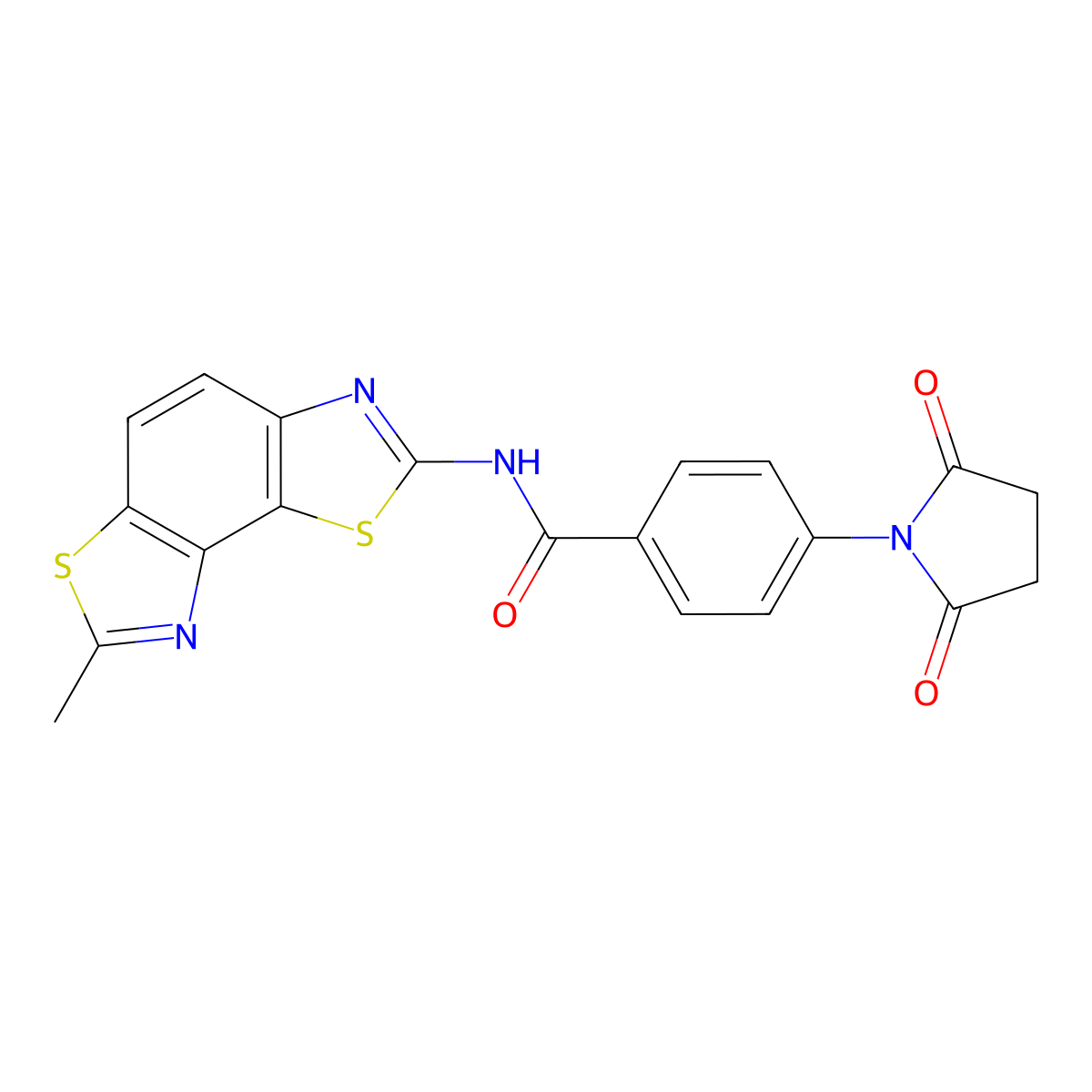 4-(2,5-dioxopyrrolidin-1-yl)-N-(7-methyl-[1,3]thiazolo[5,4-e][1,3]benzothiazol-2-yl)benzamide molecular structure, CAS 441290-39-7