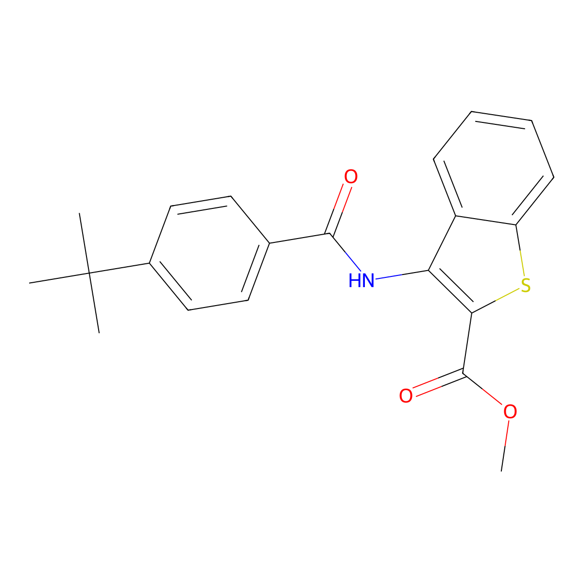 Methyl 3-(4-(tert-butyl)benzamido)benzo[b]thiophene-2-carboxylate molecular structure, CAS 441290-49-9
