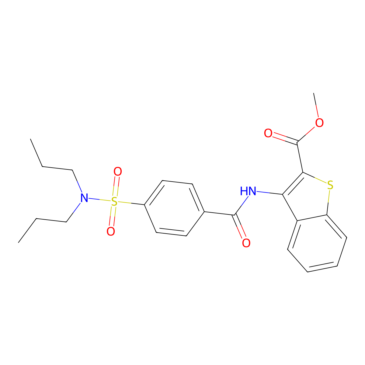 methyl 3-(4-(N,N-dipropylsulfamoyl)benzamido)benzo[b]thiophene-2-carboxylate molecular structure, CAS 441290-51-3