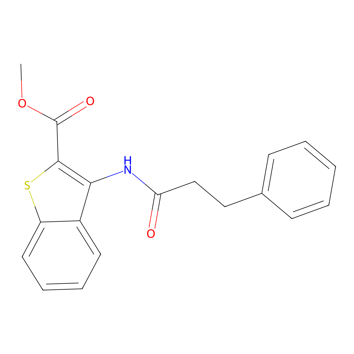 Methyl 3-(3-phenylpropanamido)benzo[b]thiophene-2-carboxylate molecular structure, CAS 441290-58-0