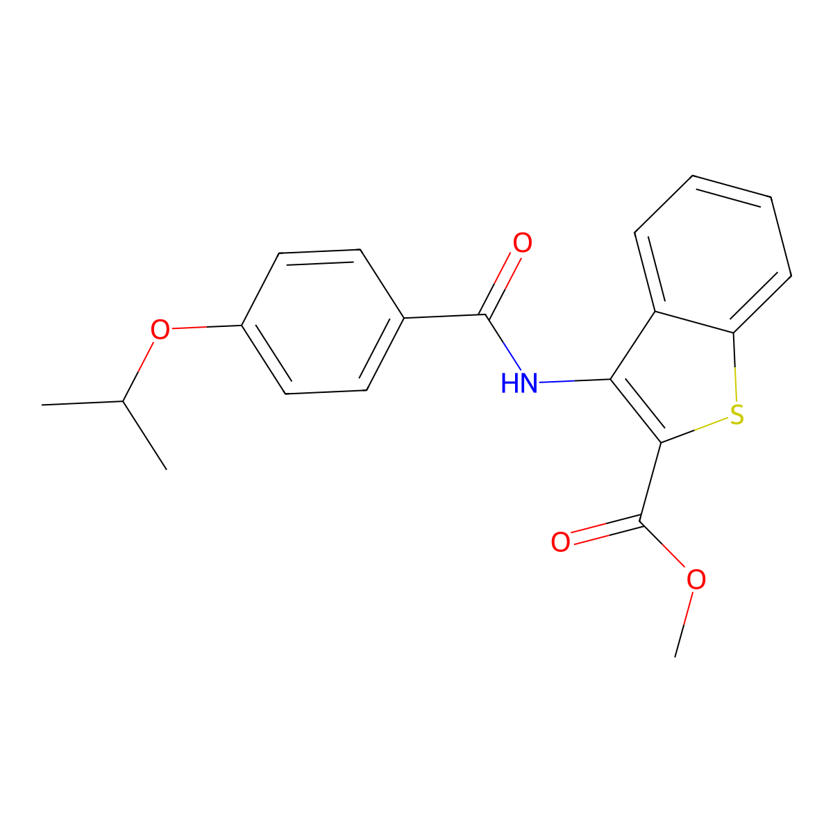 Methyl 3-(4-isopropoxybenzamido)benzo[b]thiophene-2-carboxylate molecular structure, CAS 441290-59-1