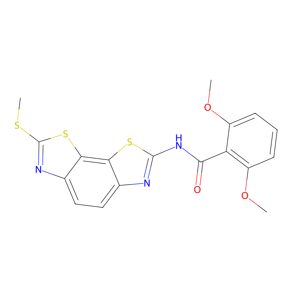 2,6-dimethoxy-N-(2-methylsulfanyl-[1,3]thiazolo[4,5-g][1,3]benzothiazol-7-yl)benzamide molecular structure, CAS 441290-75-1