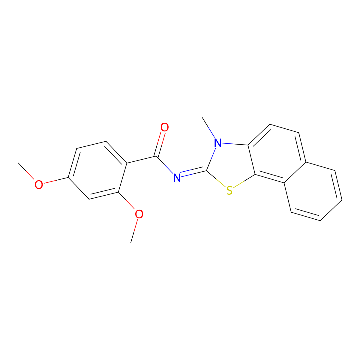 (E)-2,4-dimethoxy-N-(3-methylnaphtho[2,1-d]thiazol-2(3H)-ylidene)benzamide molecular structure, CAS 441290-80-8