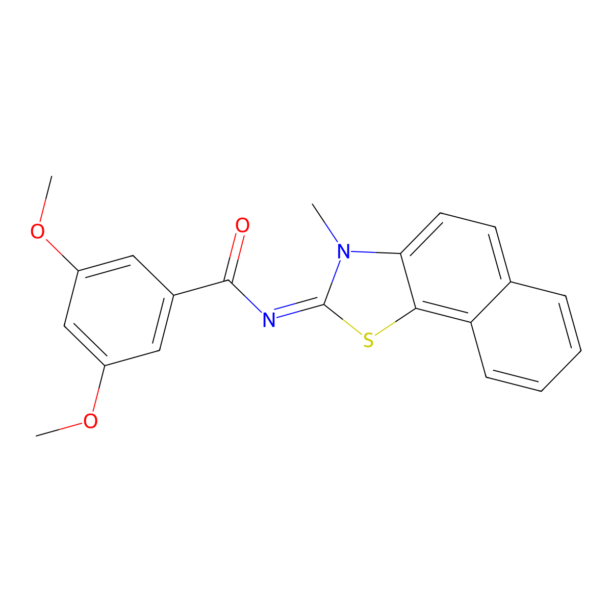 3,5-dimethoxy-N-(3-methylbenzo[g][1,3]benzothiazol-2-ylidene)benzamide molecular structure, CAS 441290-82-0