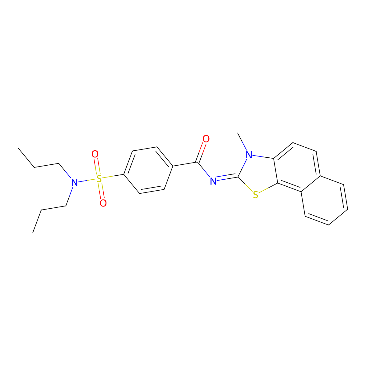 4-(dipropylsulfamoyl)-N-(3-methylbenzo[g][1,3]benzothiazol-2-ylidene)benzamide molecular structure, CAS 441290-84-2
