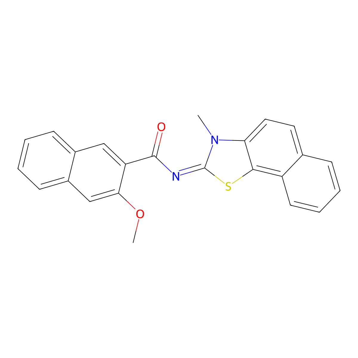 3-methoxy-N-(3-methylbenzo[g][1,3]benzothiazol-2-ylidene)naphthalene-2-carboxamide molecular structure, CAS 441290-85-3