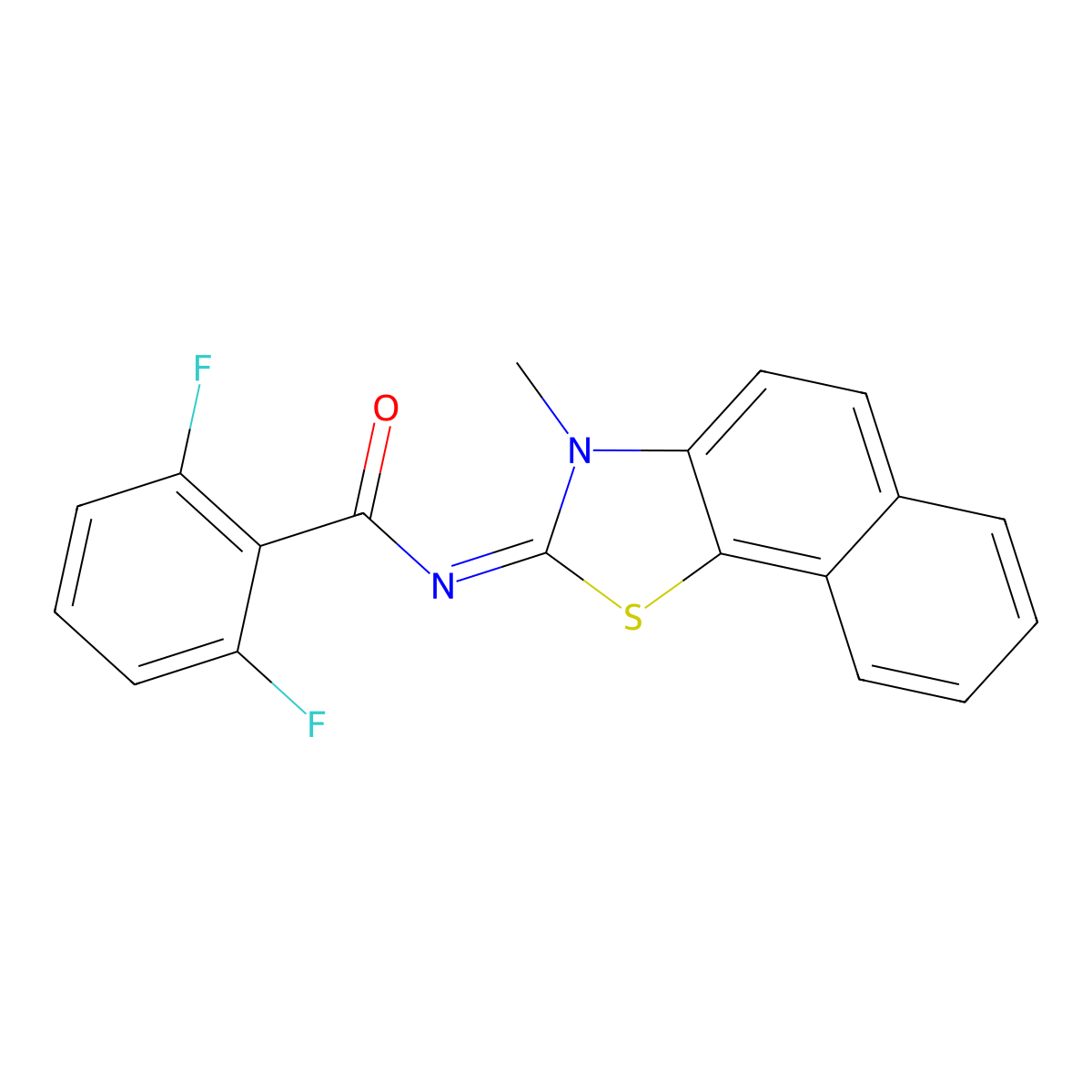(E)-2,6-difluoro-N-(3-methylnaphtho[2,1-d]thiazol-2(3H)-ylidene)benzamide molecular structure, CAS 441290-87-5