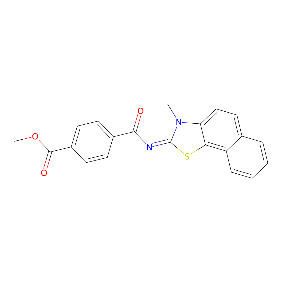(E)-methyl 4-((3-methylnaphtho[2,1-d]thiazol-2(3H)-ylidene)carbamoyl)benzoate molecular structure, CAS 441290-88-6
