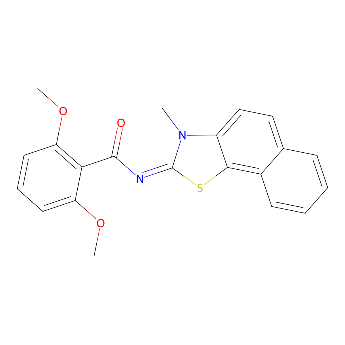 (E)-2,6-dimethoxy-N-(3-methylnaphtho[2,1-d]thiazol-2(3H)-ylidene)benzamide molecular structure, CAS 441290-89-7