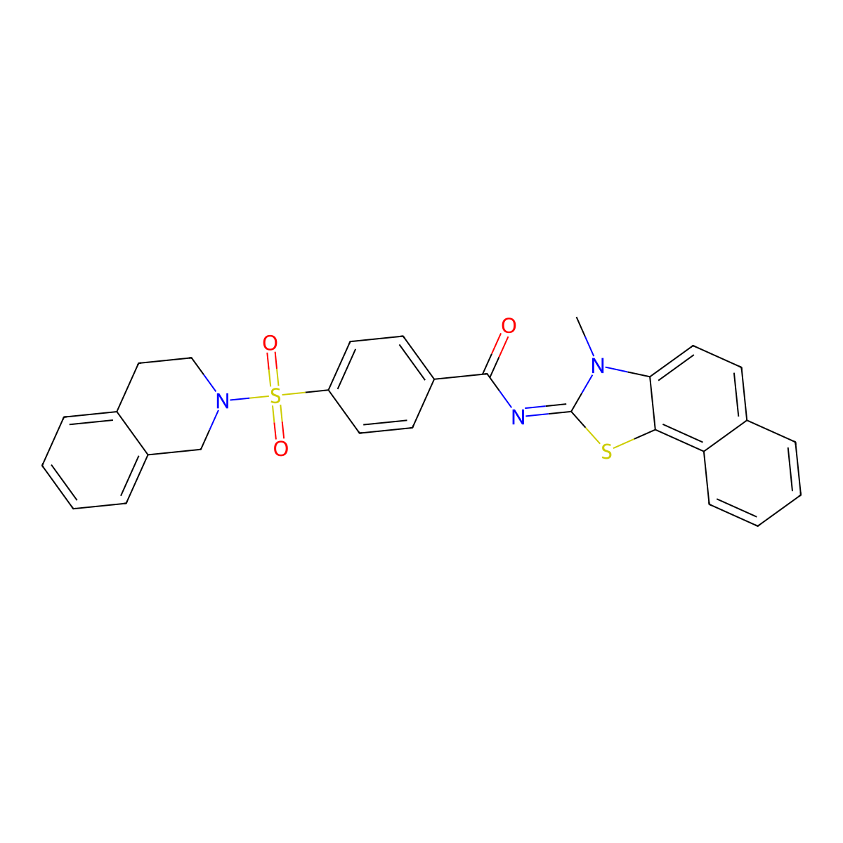 4-(3,4-dihydro-1H-isoquinolin-2-ylsulfonyl)-N-(3-methylbenzo[g][1,3]benzothiazol-2-ylidene)benzamide molecular structure, CAS 441290-90-0