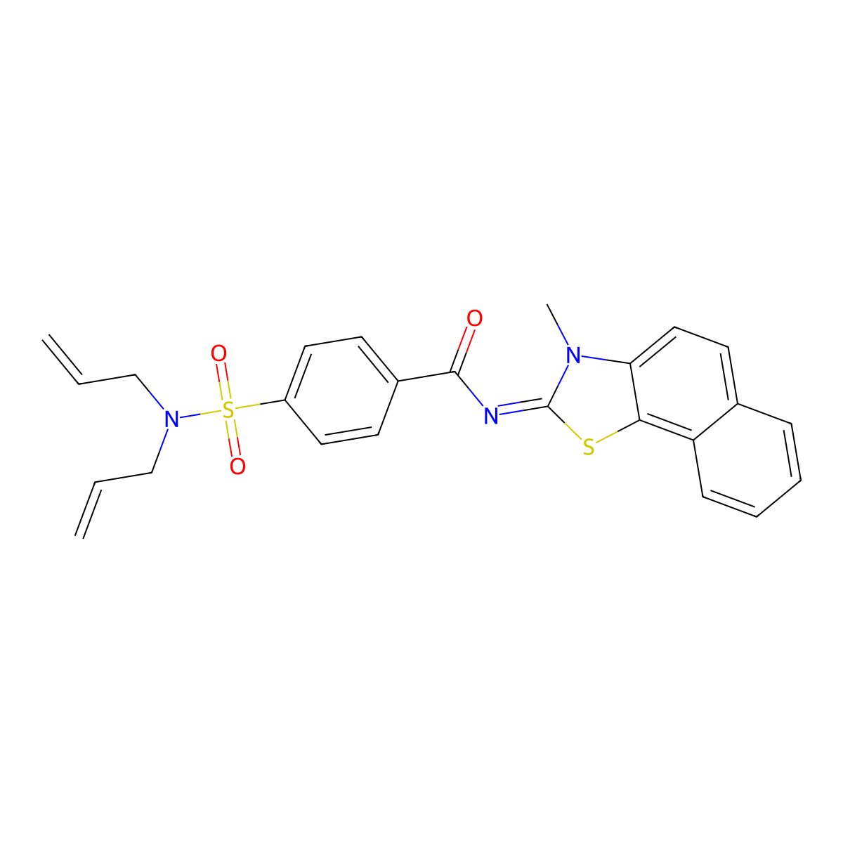 4-[bis(prop-2-enyl)sulfamoyl]-N-(3-methylbenzo[g][1,3]benzothiazol-2-ylidene)benzamide molecular structure, CAS 441290-91-1