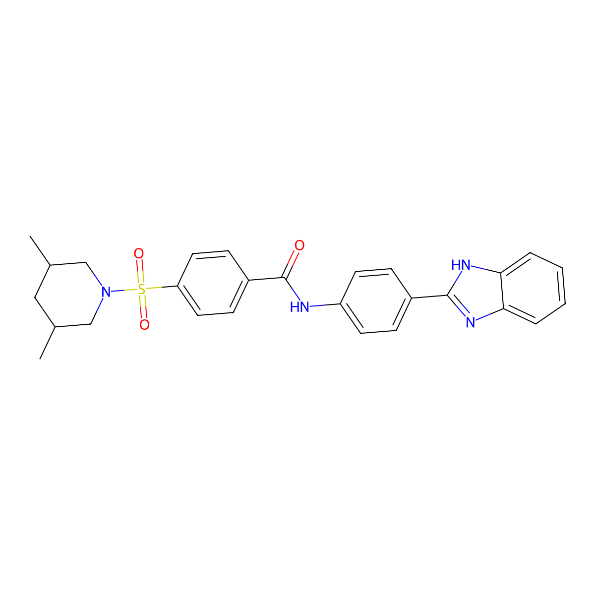 N-[4-(1H-benzimidazol-2-yl)phenyl]-4-(3,5-dimethylpiperidin-1-yl)sulfonylbenzamide molecular structure, CAS 441290-96-6