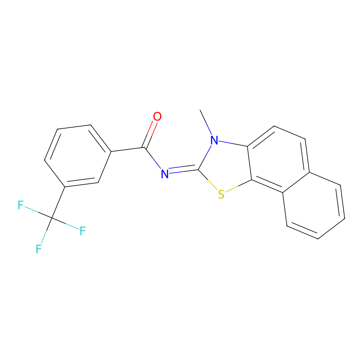 N-(3-methylbenzo[g][1,3]benzothiazol-2-ylidene)-3-(trifluoromethyl)benzamide molecular structure, CAS 441290-99-9