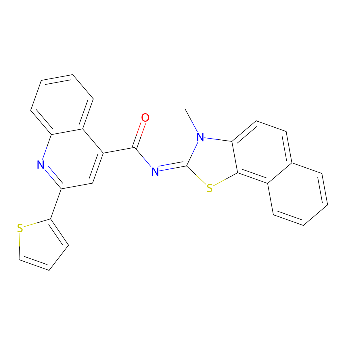(Z)-N-(3-methylnaphtho[2,1-d]thiazol-2(3H)-ylidene)-2-(thiophen-2-yl)quinoline-4-carboxamide molecular structure, CAS 441291-01-6