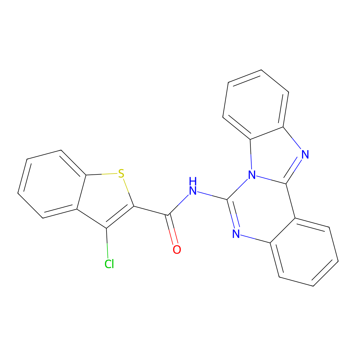 N-(benzimidazolo[1,2-c]quinazolin-6-yl)-3-chloro-1-benzothiophene-2-carboxamide molecular structure, CAS 441291-06-1