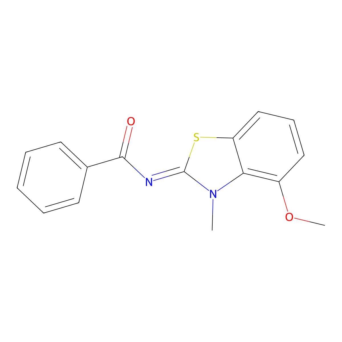 N-(4-methoxy-3-methyl-1,3-benzothiazol-2-ylidene)benzamide molecular structure, CAS 441291-15-2