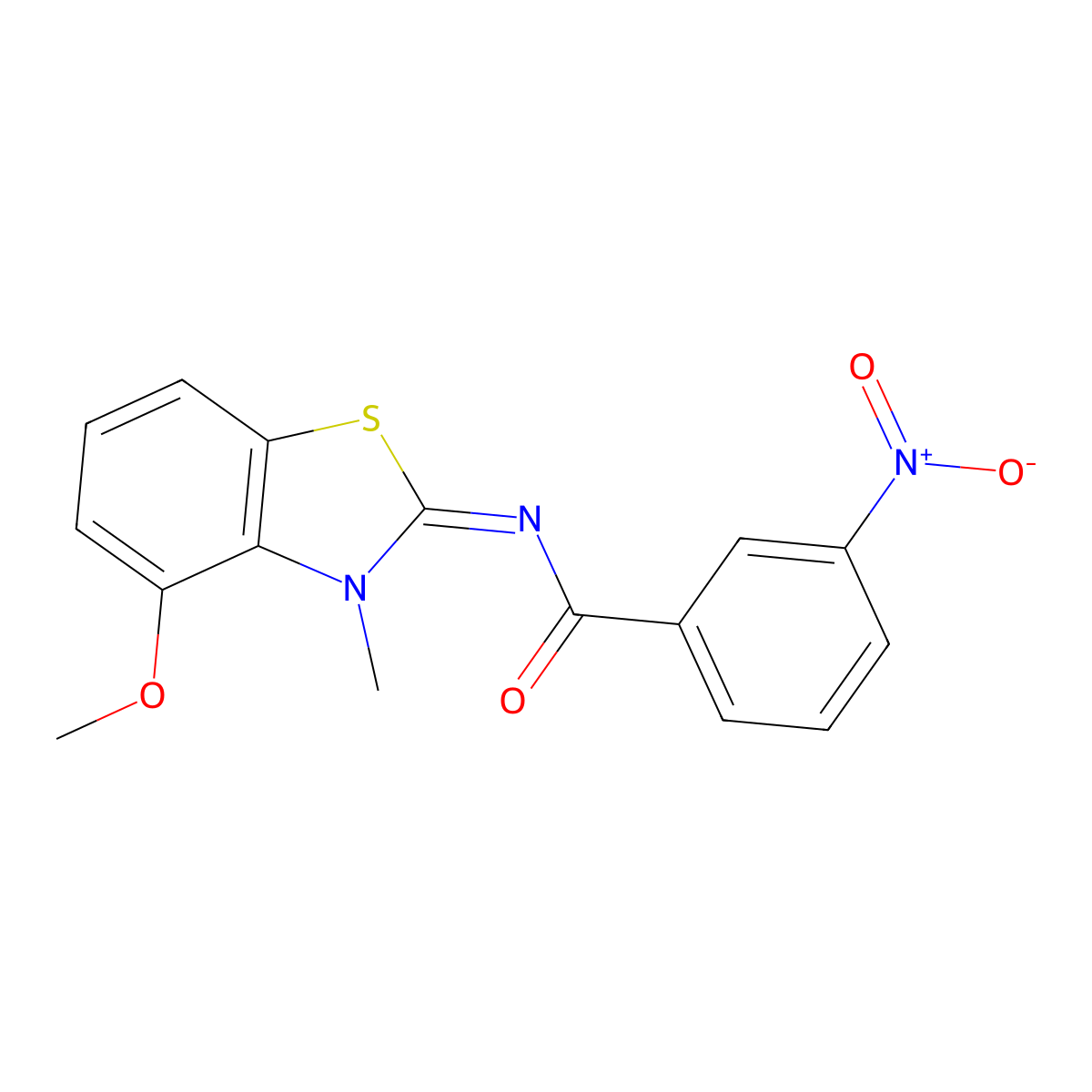 N-(4-methoxy-3-methyl-1,3-benzothiazol-2-ylidene)-3-nitrobenzamide molecular structure, CAS 441291-19-6