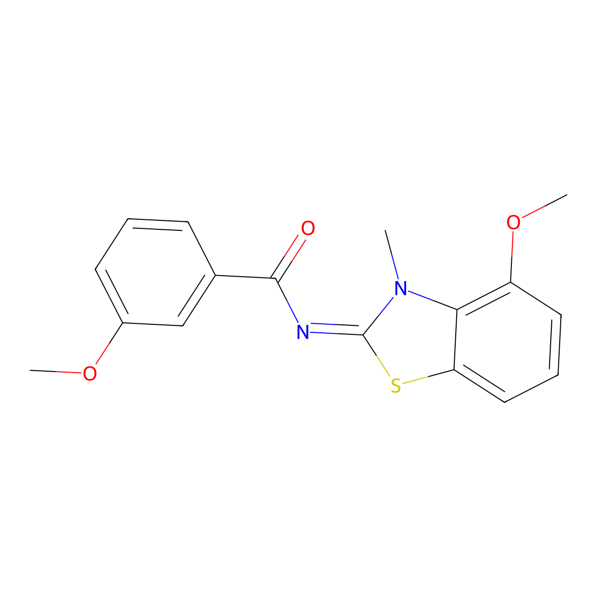 3-methoxy-N-(4-methoxy-3-methyl-1,3-benzothiazol-2-ylidene)benzamide molecular structure, CAS 441291-22-1