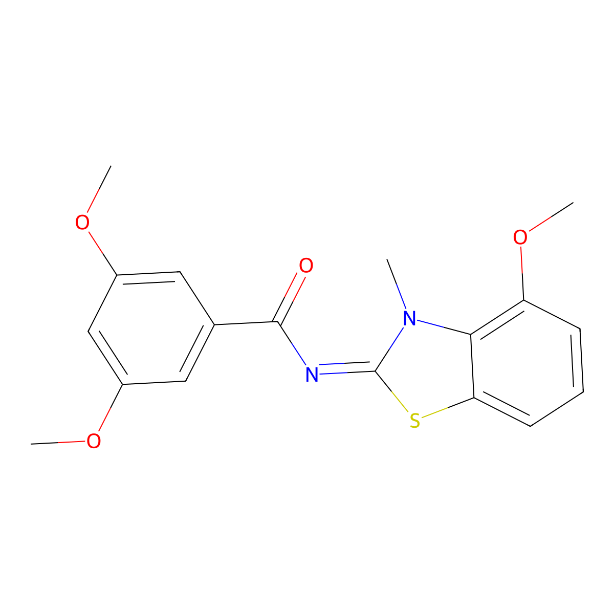 (E)-3,5-dimethoxy-N-(4-methoxy-3-methylbenzo[d]thiazol-2(3H)-ylidene)benzamide molecular structure, CAS 441291-24-3