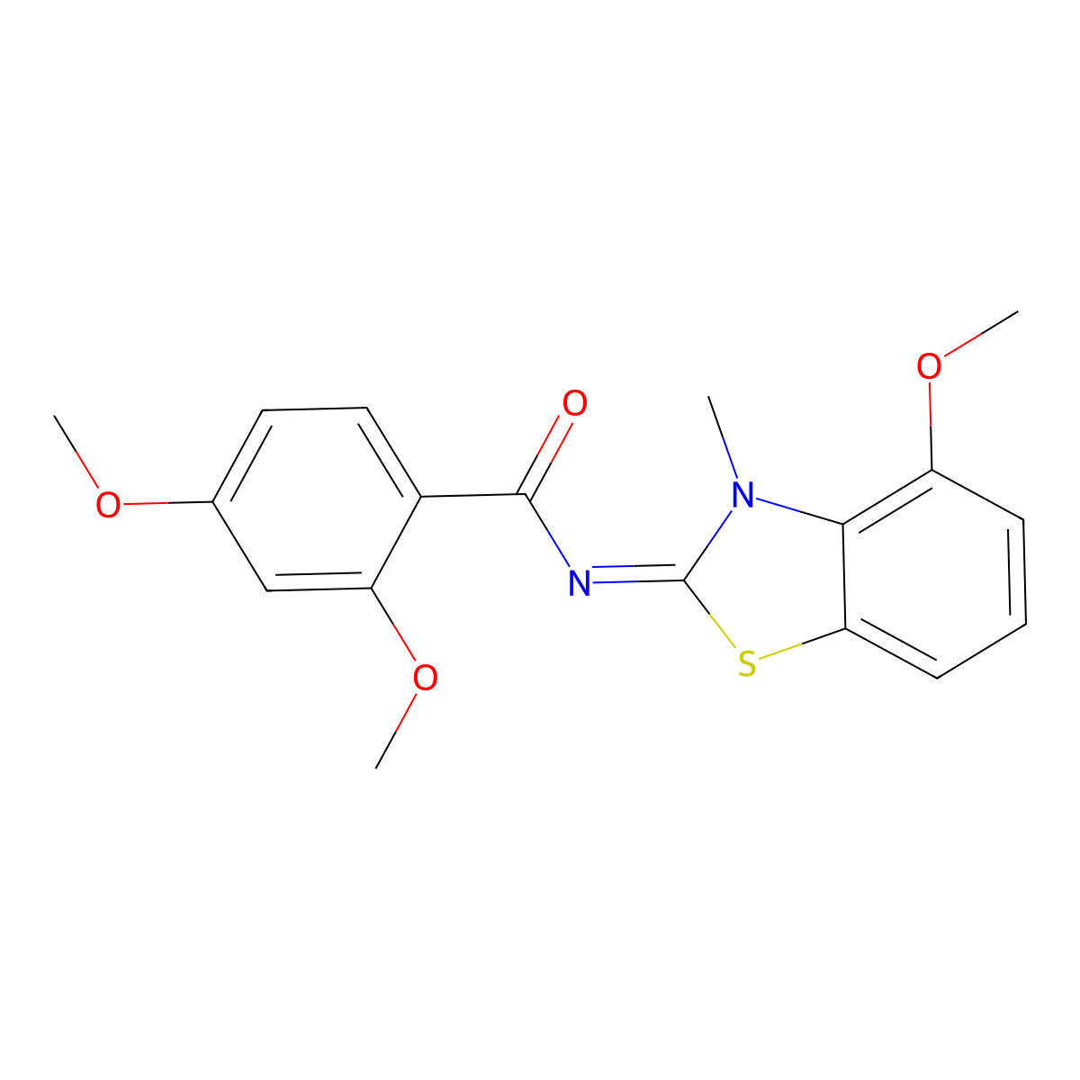 (E)-2,4-dimethoxy-N-(4-methoxy-3-methylbenzo[d]thiazol-2(3H)-ylidene)benzamide molecular structure, CAS 441291-26-5