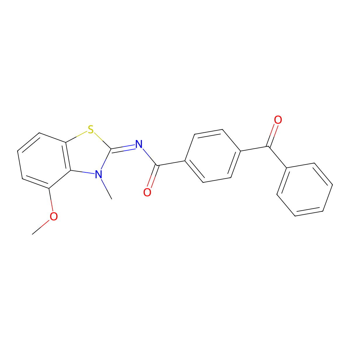 (E)-4-benzoyl-N-(4-methoxy-3-methylbenzo[d]thiazol-2(3H)-ylidene)benzamide molecular structure, CAS 441291-28-7