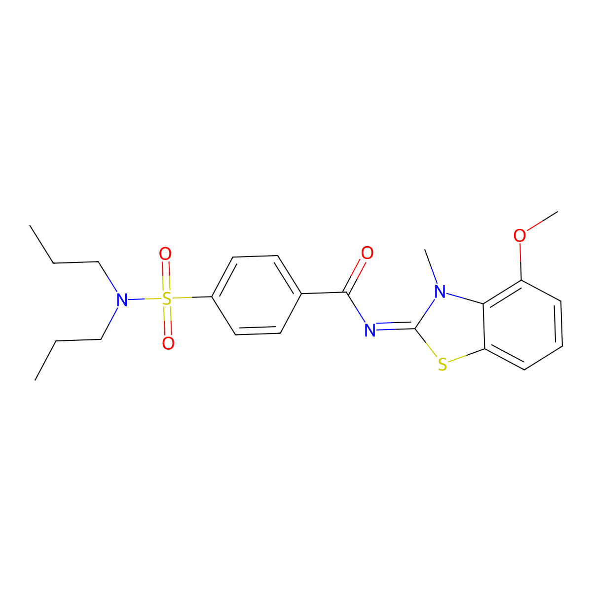 (E)-4-(N,N-dipropylsulfamoyl)-N-(4-methoxy-3-methylbenzo[d]thiazol-2(3H)-ylidene)benzamide molecular structure, CAS 441291-31-2