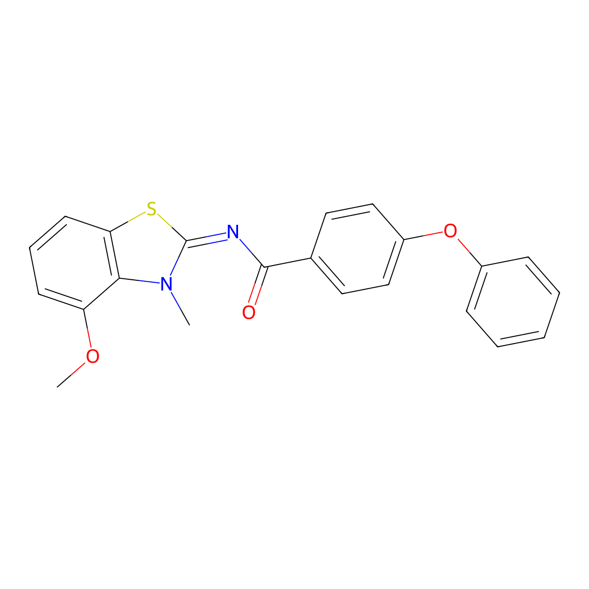N-(4-methoxy-3-methyl-1,3-benzothiazol-2-ylidene)-4-phenoxybenzamide molecular structure, CAS 441291-36-7