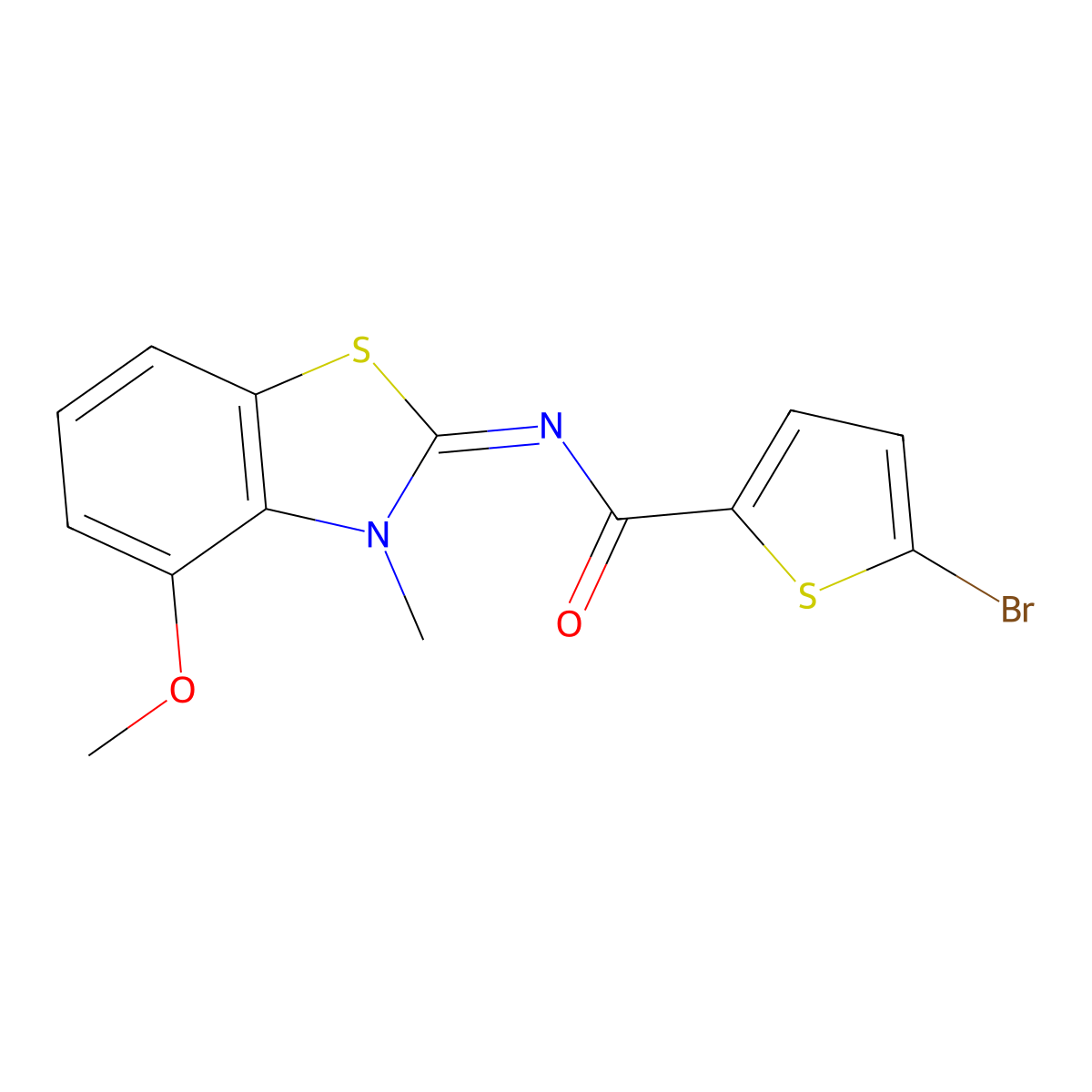 (E)-5-bromo-N-(4-methoxy-3-methylbenzo[d]thiazol-2(3H)-ylidene)thiophene-2-carboxamide molecular structure, CAS 441291-40-3