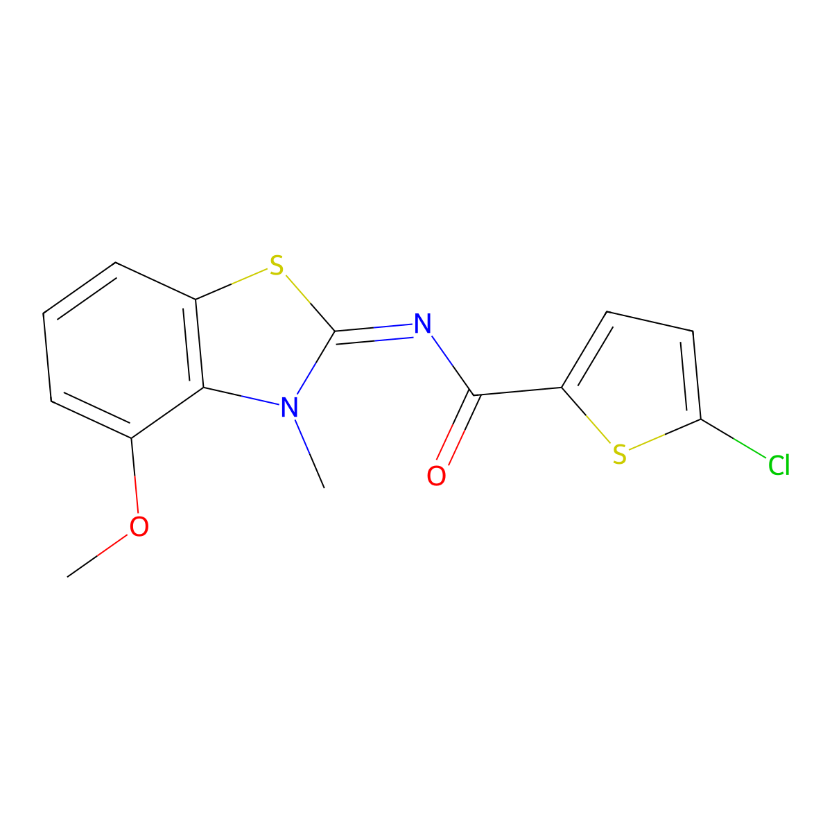 5-chloro-N-(4-methoxy-3-methyl-1,3-benzothiazol-2-ylidene)thiophene-2-carboxamide molecular structure, CAS 441291-43-6