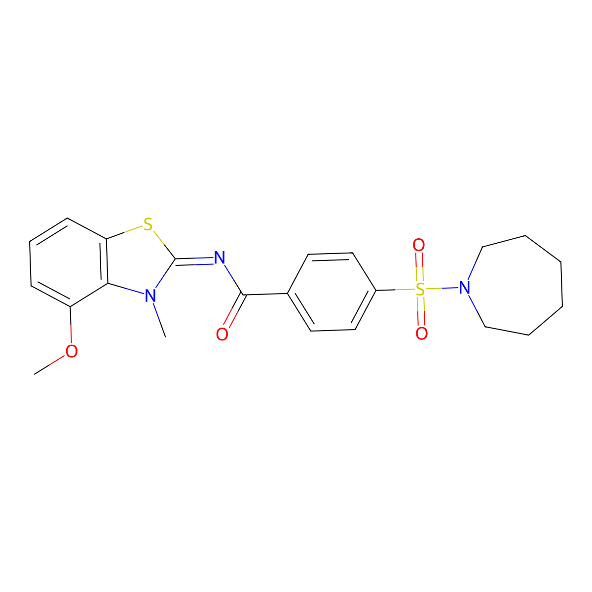 (E)-4-(azepan-1-ylsulfonyl)-N-(4-methoxy-3-methylbenzo[d]thiazol-2(3H)-ylidene)benzamide molecular structure, CAS 441291-45-8