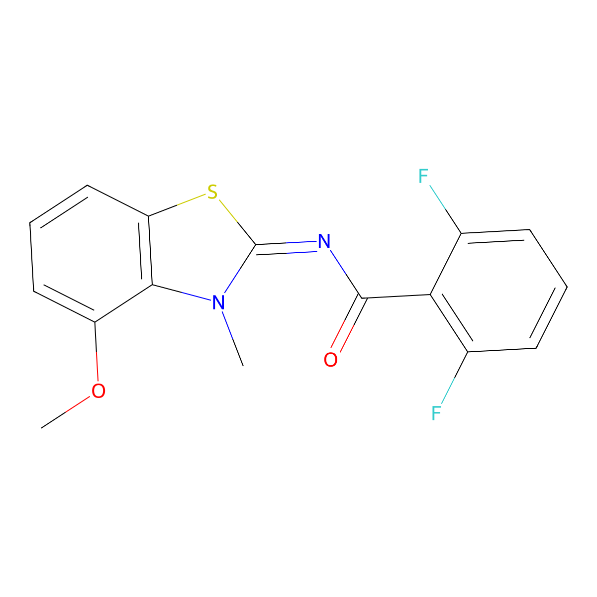 2,6-difluoro-N-(4-methoxy-3-methyl-1,3-benzothiazol-2-ylidene)benzamide molecular structure, CAS 441291-46-9